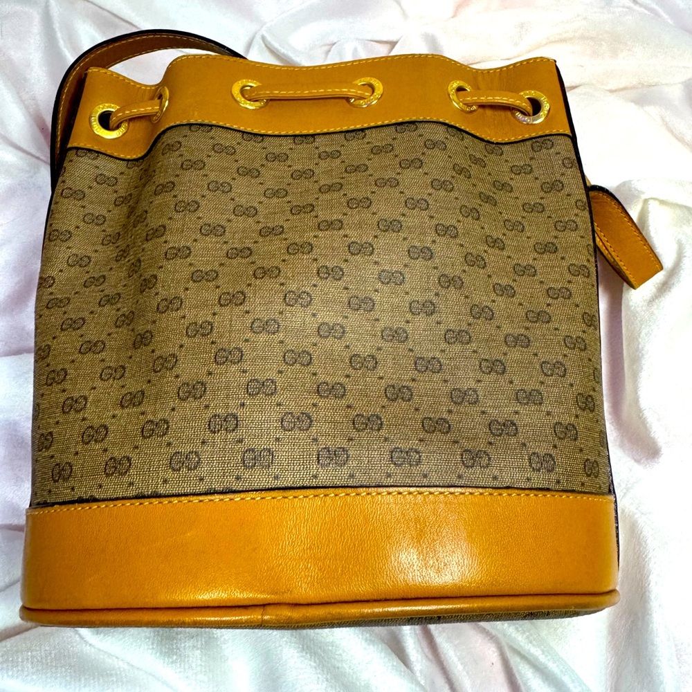 Gucci Monogram Bucket Bag Crossbody GG Bamboo Authentic RARE Vintage 1980s - Picture 8 of 16